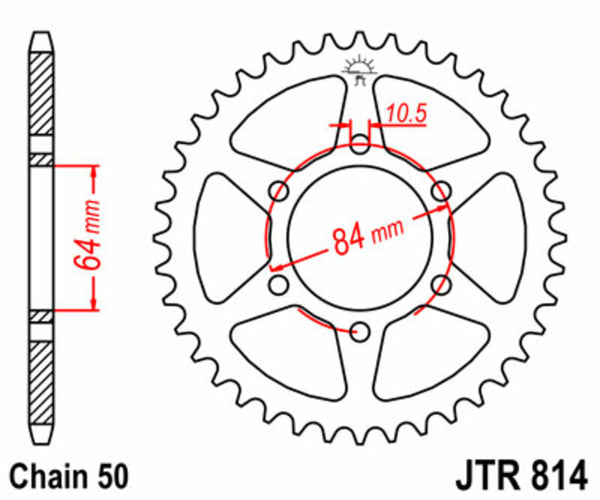 JT -Sprock -Stahlstandard -Heck -Kettenrad 814 - 530 JTR814.41