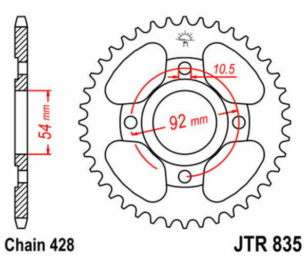 JT -Sprock -Stahlstandard -Heck -Kettenrad 835 - 428 JTR835.45