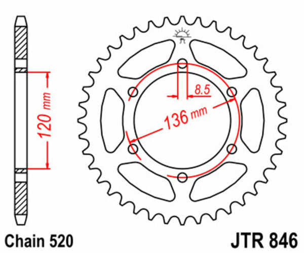 JT -Sprock -Stahlstandard -Hinterrad 846 - 520 JTR846.41