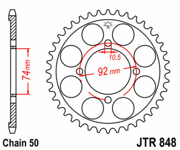 JT -Sprock -Stahlstandard -Heckrad 848 - 530 JTR848.39