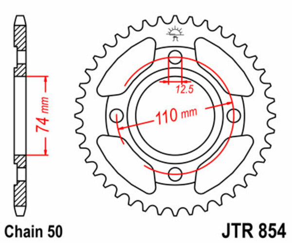 JT -Sprock -Stahlstandard -Heck -Kettenrad 854 - 530 JTR854.43