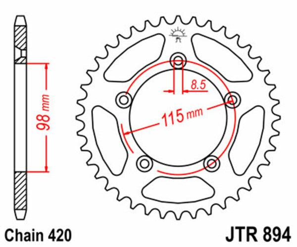 JT -Sprock -Stahlstandard -Hinterrad 894 - 420 JTR894.50