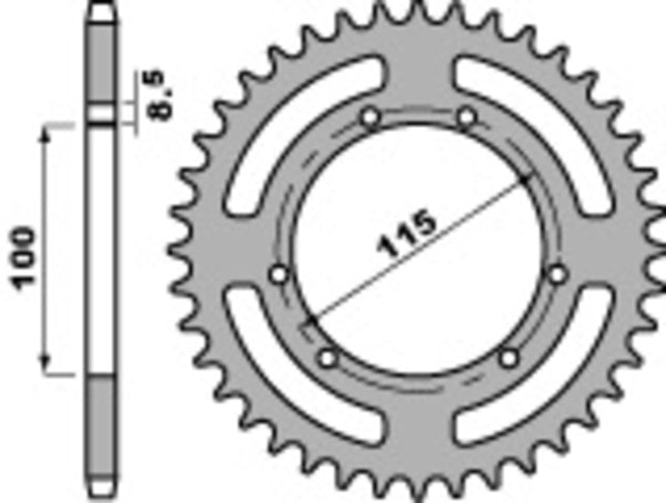 PBR Standard Steel Rear Sprocket 4391 - 420 4391 48 F med 48 tänder, 115 mm bultcirkel och 8,5 mm tjocklek, reservdel för motorcykelchassi.