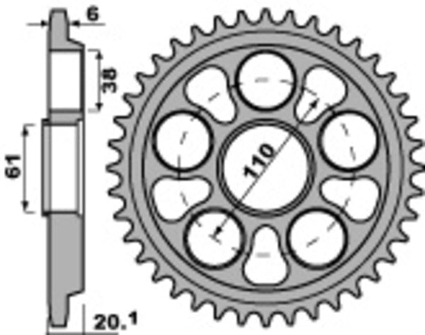 PBR Ultra - Light Aluminium Hart anodiertes hinteres Kettenrad 4420 - 520 4420 41 ld