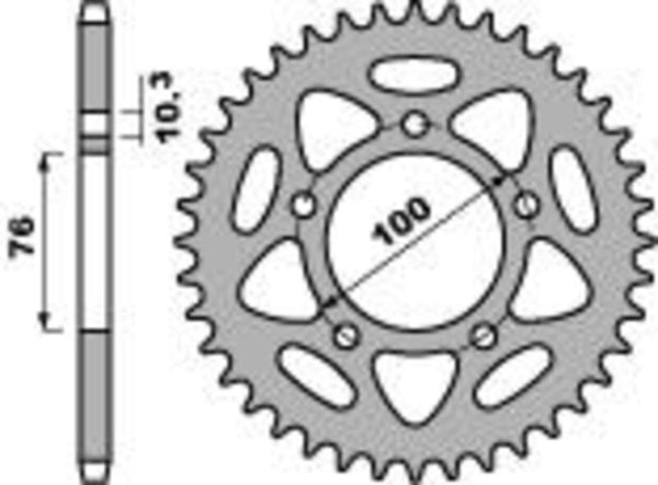 PBR ULTRA -LIGHT ALUMINUM REAR SPROPET 4456 - 525 4456 36 L