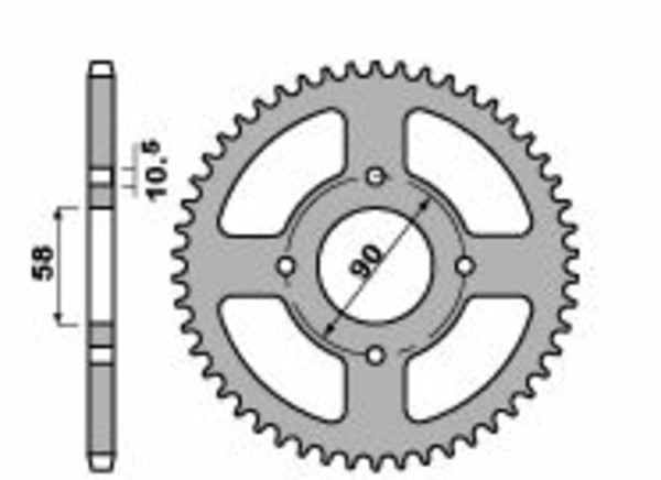 PBR Standard C45 Steel rear Sprock 4668 - 520 4668 45 C45