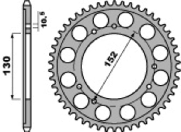 PBR -Standard C45 Stahl hinteren Kettenrad 713 - 530 713 46 C45