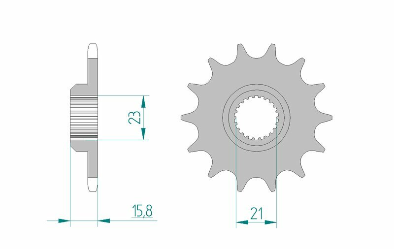 AFAM Steel Standard Framdrev 21504 - 520, framdrev i stål med 15,8 mm tjocklek och 21 mm innerdiameter. Passar Yamaha och MZ motorcyklar.