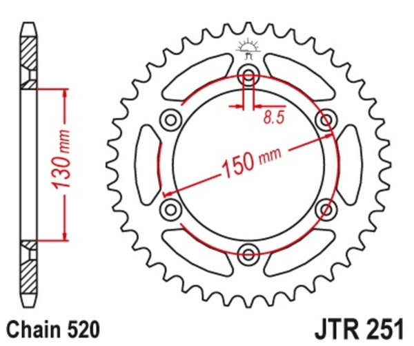 JT Sprock's Steel Self -Cleaning rear Sprocket 251 - 520 JTR251.48SC