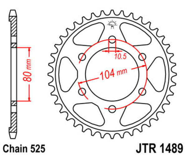 JT -Sprock -Stahlstandard -Heckrad 1489 - 525 JTR1489.42