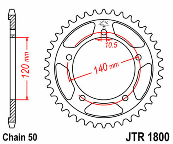 JT -Sprock -Stahlstandard -Hinterrad 1800 - 530 JTR1800.45