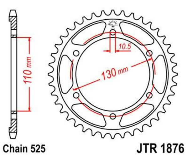 JT -Sprock -Stahlstandard -Heckrad 1876 - 525 JTR1876.43