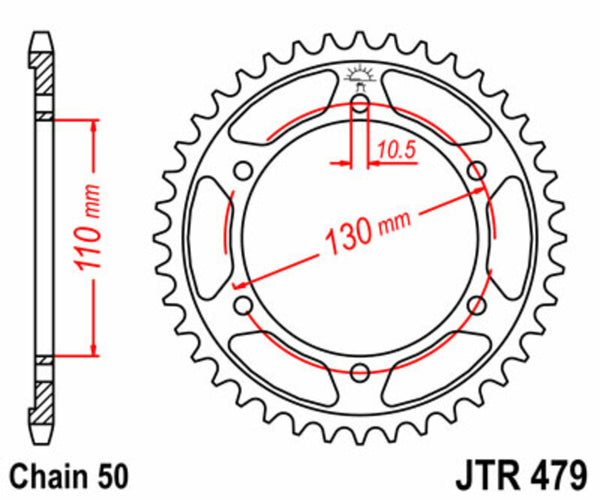 JT -Sprock -Stahlstandard -Heckrad 479 - 530 JTR479.48