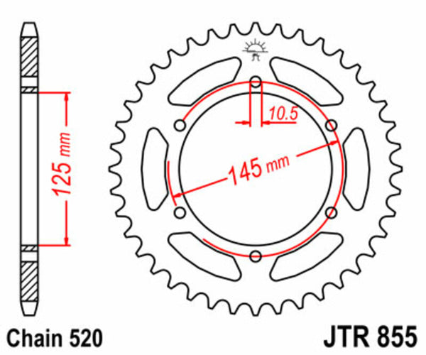 JT -Sprock -Stahlstandard -Hinterrad 855 - 520 JTR855.45