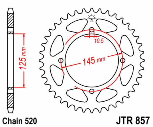 JT -Sprock -Stahlstandard -Heck -Kettenrad 857 - 520 JTR857.46