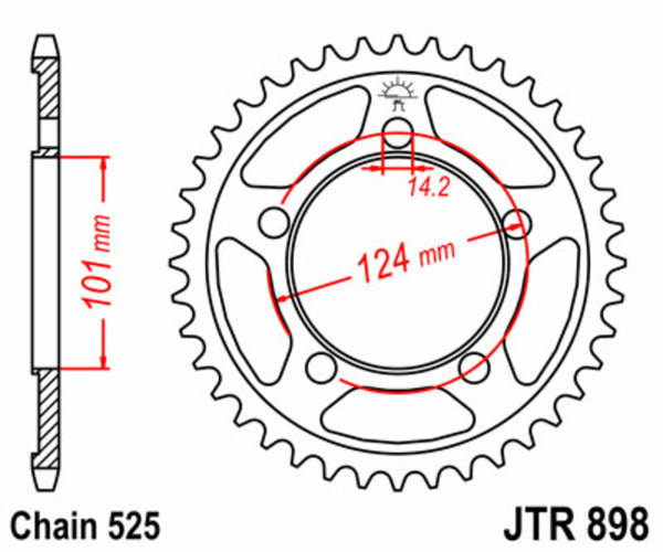 JT -Sprock -Stahlstandard -Heck -Kettenrad 898 - 525 JTR898.38