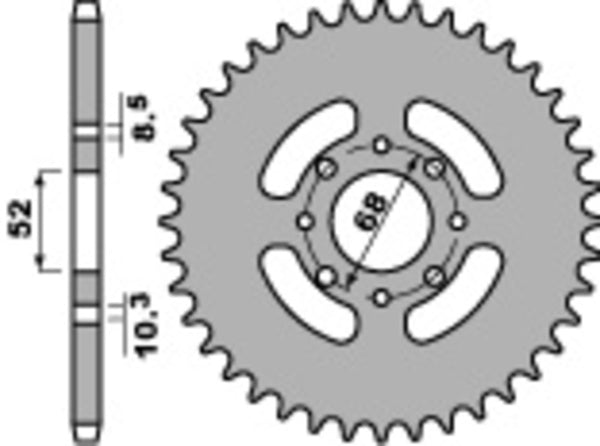 PBR -Standard C45 Stahl hinteren Kettenrad 802 - 428 802 50 C45