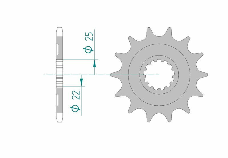 AFAM Steel Self-Cleaning Front Sprocket 27502 - 520, kompatibel med Kawasaki KLX 450 och KX 450. Precisionsdesign med 520-kedjedimension och hållbart stål.