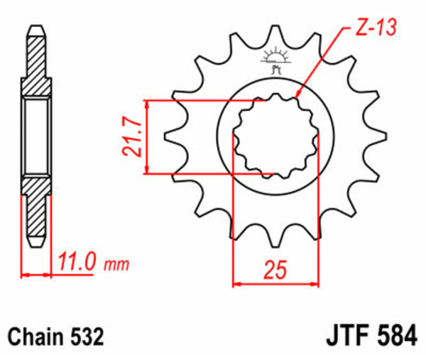 JT Sprock's Steel Standard Front Sprocket 584 - 532 JTF584.17