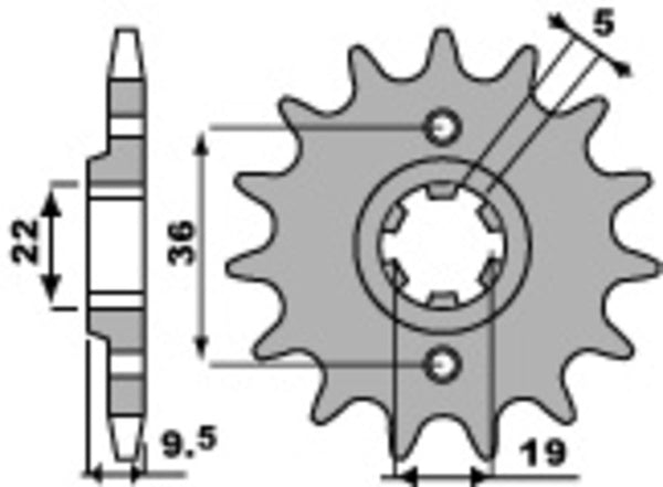 PBR -Stahl Standard vorderen Kettenrad 337 - 520 337 14 18nc