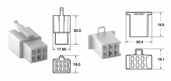 Bihr 6-Pluggs Connectors Set Connectors 110 ml oe Type Ø0.5mm²/0.85mm²-5 sets-110ml.6p