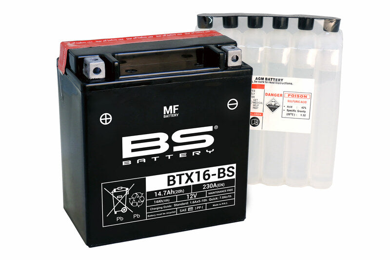 BS -Batterie Batterie Wartungsfrei mit Säurepaket - BTX16 -B