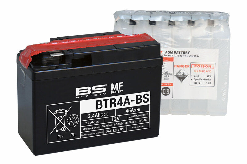 BS -Batterie Batterie Wartungsfrei mit Säurepaket - BTR4A -B