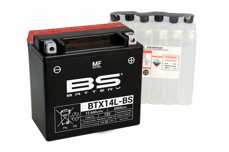 BS Battery Battery Maintenance Free With Acid Pack - BTX14L -B