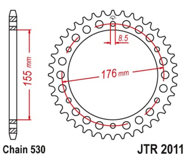 JT -Kettenräder Steel Standard Really -Kettenrad 2011 - 530 JTR2011.44