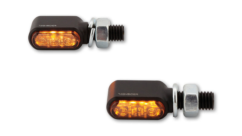 Highsider CNC LED Indicators Little Bronx, Black, Tinted Glass, E-Approved, (PAIR) 204-2860