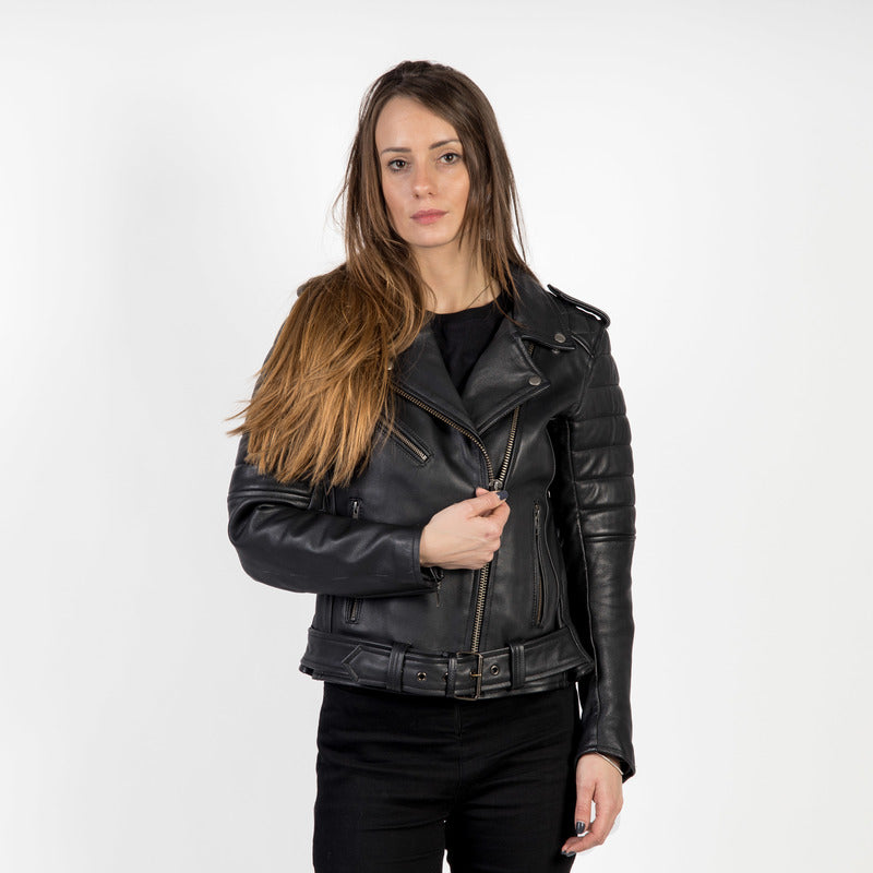 Ozone Lady Mc-Leather Jacke Ramones modern schwarz