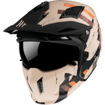 MT Helmets öppen mc-hjälm Streetfighter A14 matt orange med modern design, ventilationssystem och avtagbar visir för stadskörning.