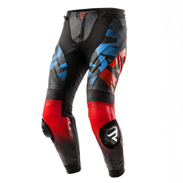 Rebelhorn MC-Lederhose Inferno schwarz /rot /blau