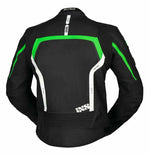 iXS Lederjacke LD RS-600 1.0 Schwarz /Grün /Weiß 