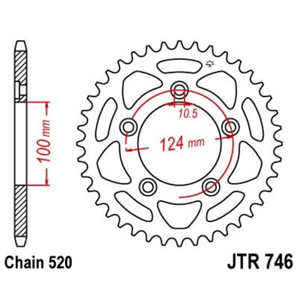 JT -Sprock -Stahlstandard -Heckrad 746 - 520 JTR746.46
