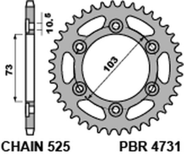PBR Standard C45 Stahlrücken Spoket 4731 - 525 4731 42 C45