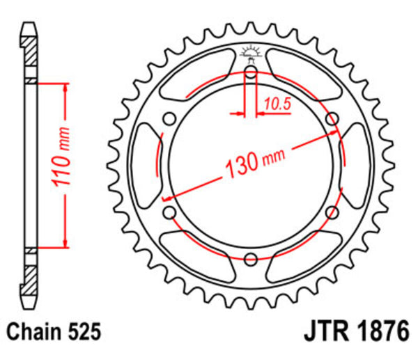 JT -Sprock -Stahlstandard -Heckrad 1876 - 525 JTR1876.44
