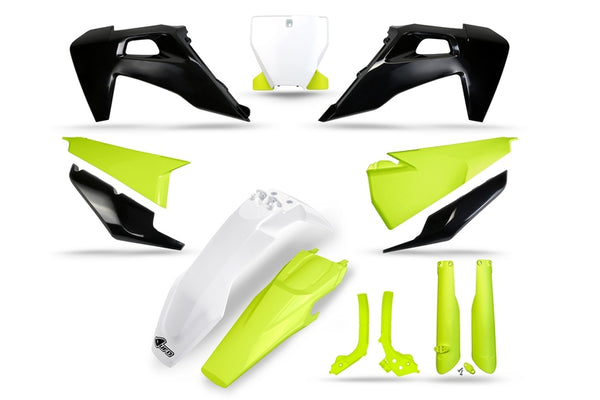 UFO PLASTICS KIT NEON YELLOW/GREY - HUSQVARNA HUKIT624@111