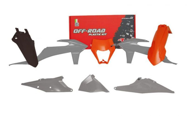 Racetech Plastic Kit 6 Teile-Grey & Orange R-Kitktm-GR2-523 (Ezberg Rodeo 2023)