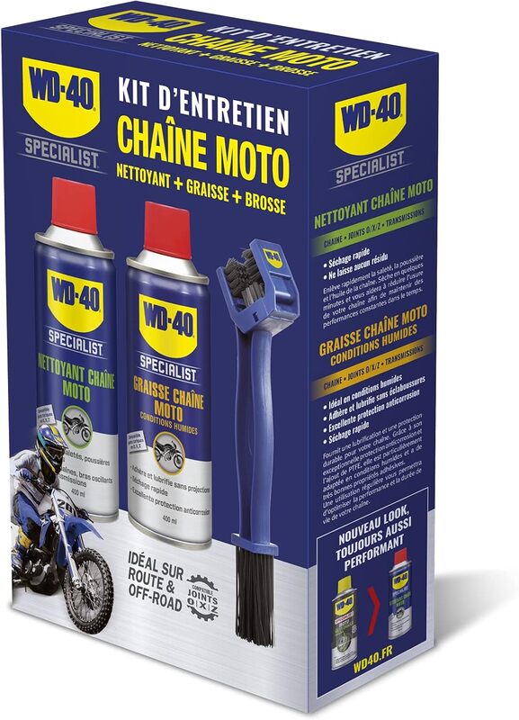 WD -40 Specialist Motorcycle Chain Maintenance Kit - 2x Spray 400ml 33841/122