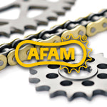 AFAM Chain Kit 520MX6 12/50 Reinforced med ultralätt självrengörande bakdrev. Passar Yamaha Grizzly och Kodiak modeller för optimal prestanda.