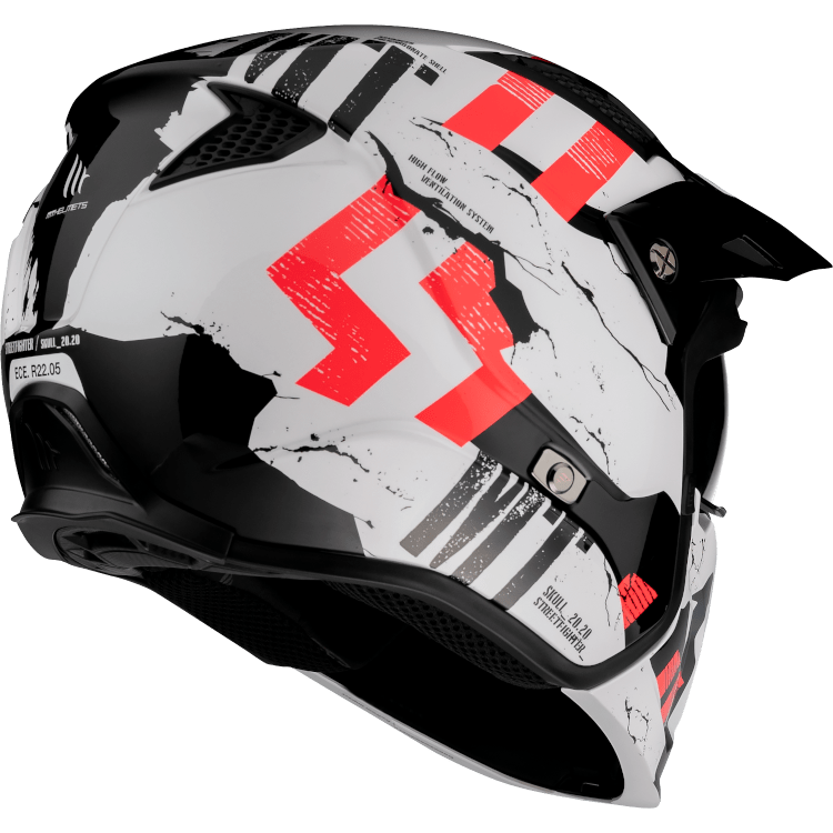 MT Helme öffnen MC Helm Streetfighter Twin Pearl White