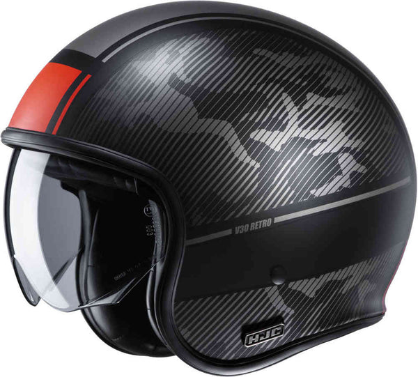 HJC Open MC Helm V30 Alpi Schwarz /Rot