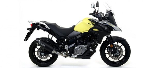 Suzuki V-Strom 650 17 Homologiertes Aluminium Dark Race-Tech-Schalldämpfer mit Kohlenstoff-Endkappe für Pfeilsammler