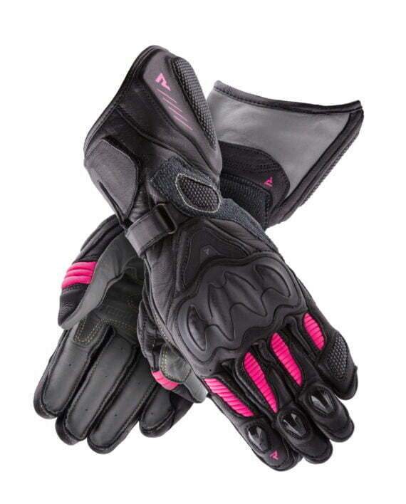 Rebelhorn Frauen MC Handschuhe Rebellen schwarz /rosa