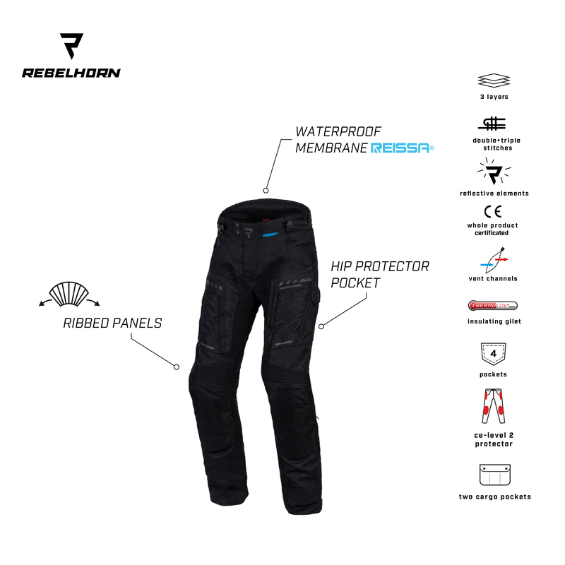 Rebelhorn Textile MC-Pants Cubby IV Schwarz /Grau /Grippe