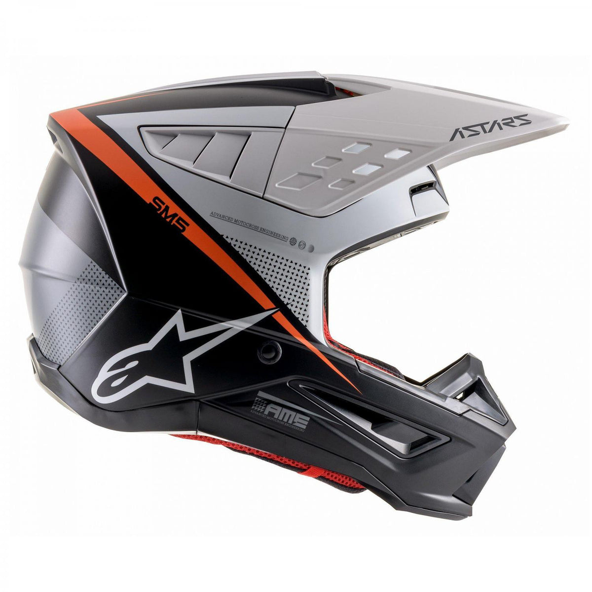 Alpinestars SM5 Rayon Cross MC Helm Matts Schwarz /Weiß /Fluo-Orange