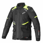 Alpinestars Textil Mc-Jacka Andes V3 i svart och fluorgul färg. Slitstark motorcykeljacka med vattentätt DryStar-membran och ventilationsöppningar.