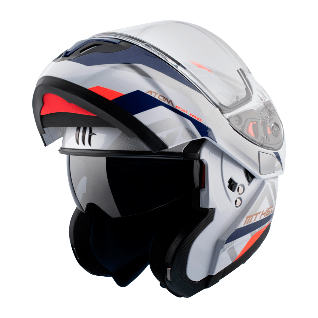 MT Helmets Openable MC Helmet Atom Pearl White