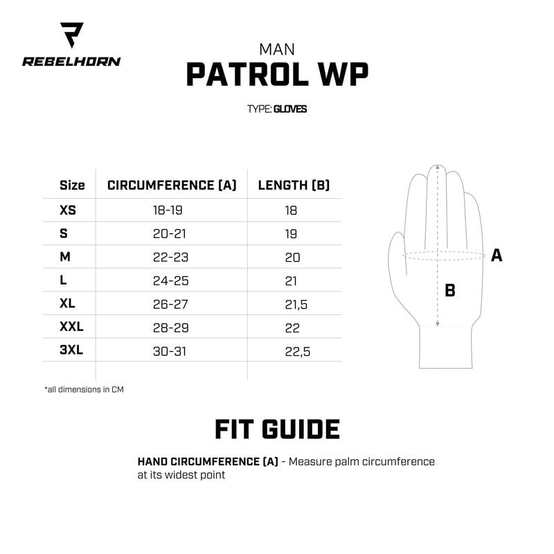 Rebelhorn Mc-Handschuhe Wasserdicht Patrol WP 